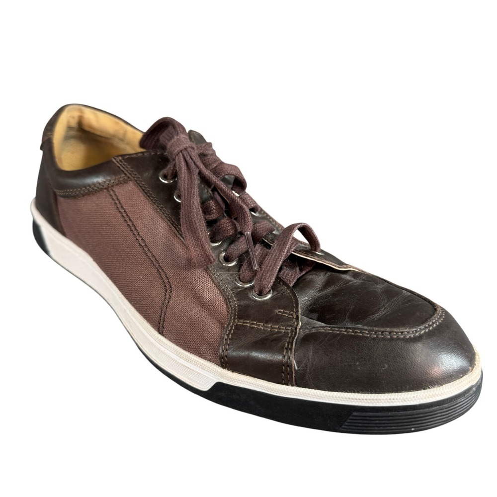 Cole Haan Mens Brown Leather Canvas Low Top Sneakers Lace Up Shoes 9.5
